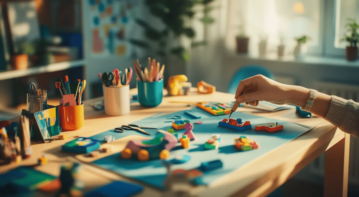 Reunião de materiais para trabalho em casa Materiais necessários para montagem de objetos