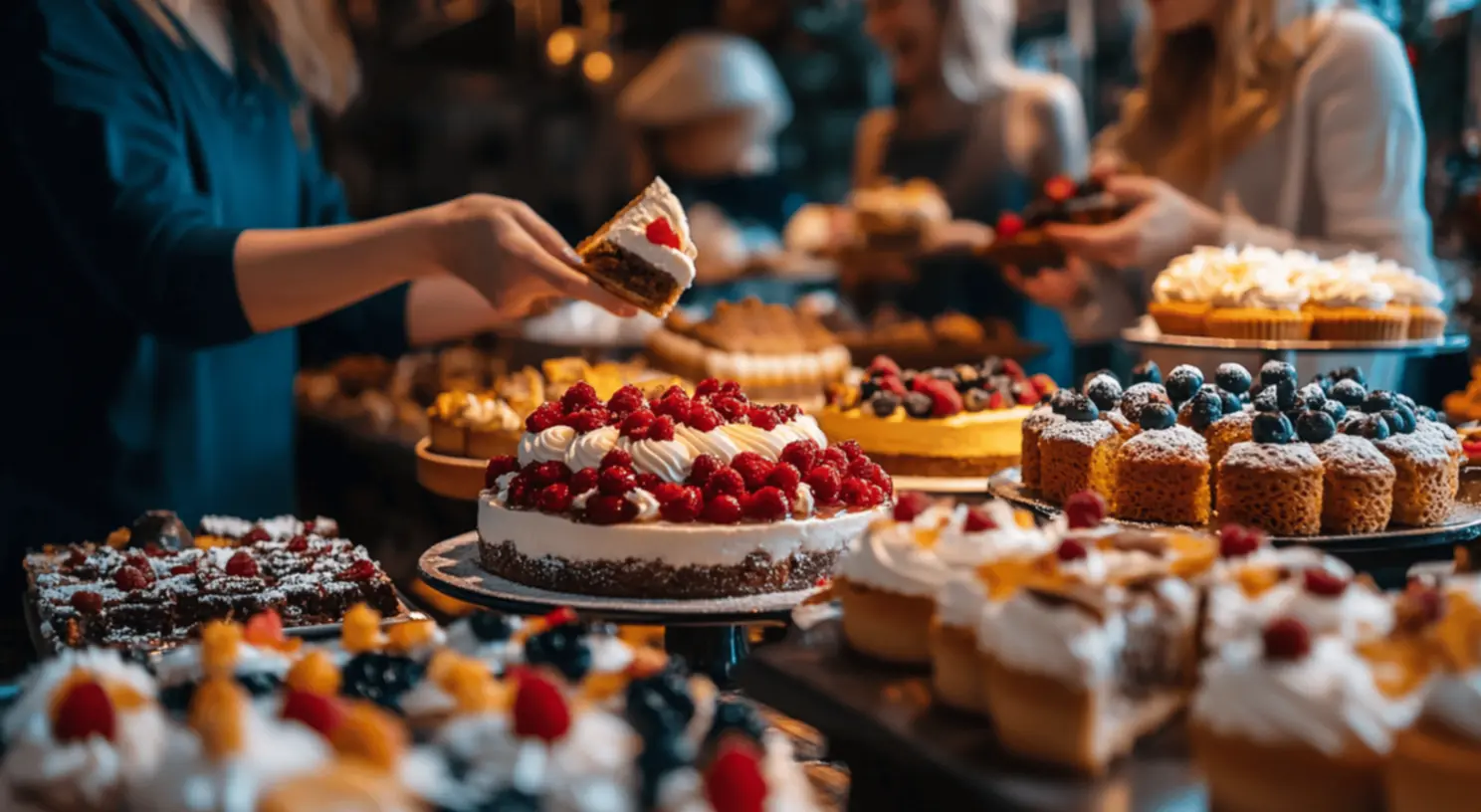 Momento de celebração com bolos