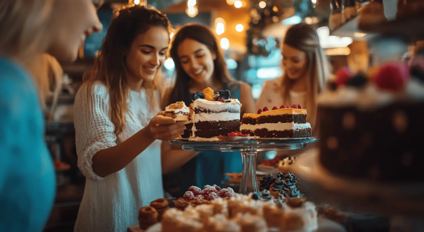 Confeitaria cheia de bolos deliciosos