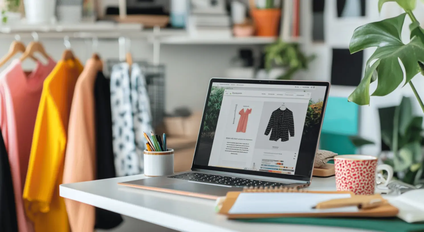 Promoção de roupas online por afiliados Afiliado promovendo roupas online