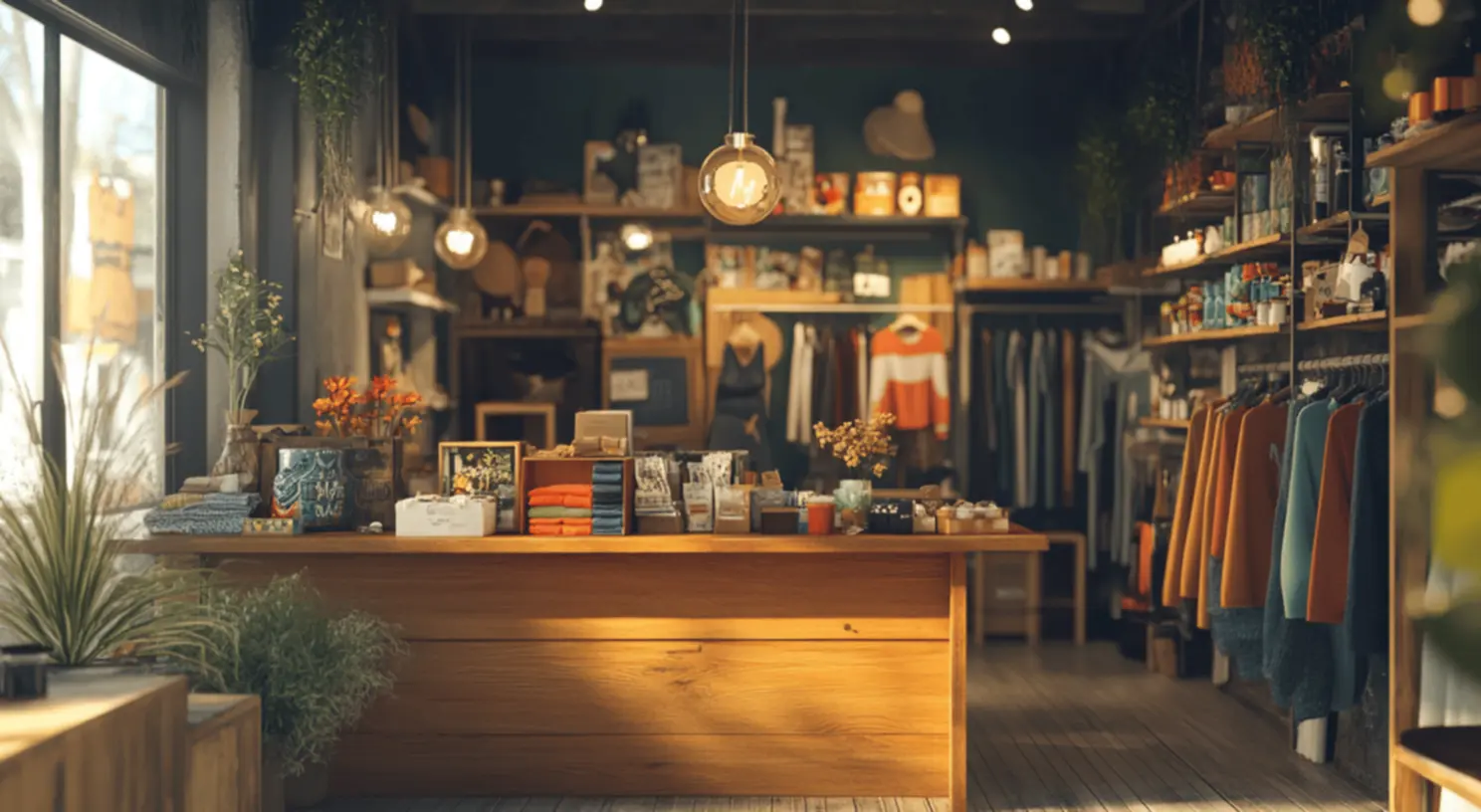 Um brechó apresentando moda vintage Exibição de um brechó estilizado