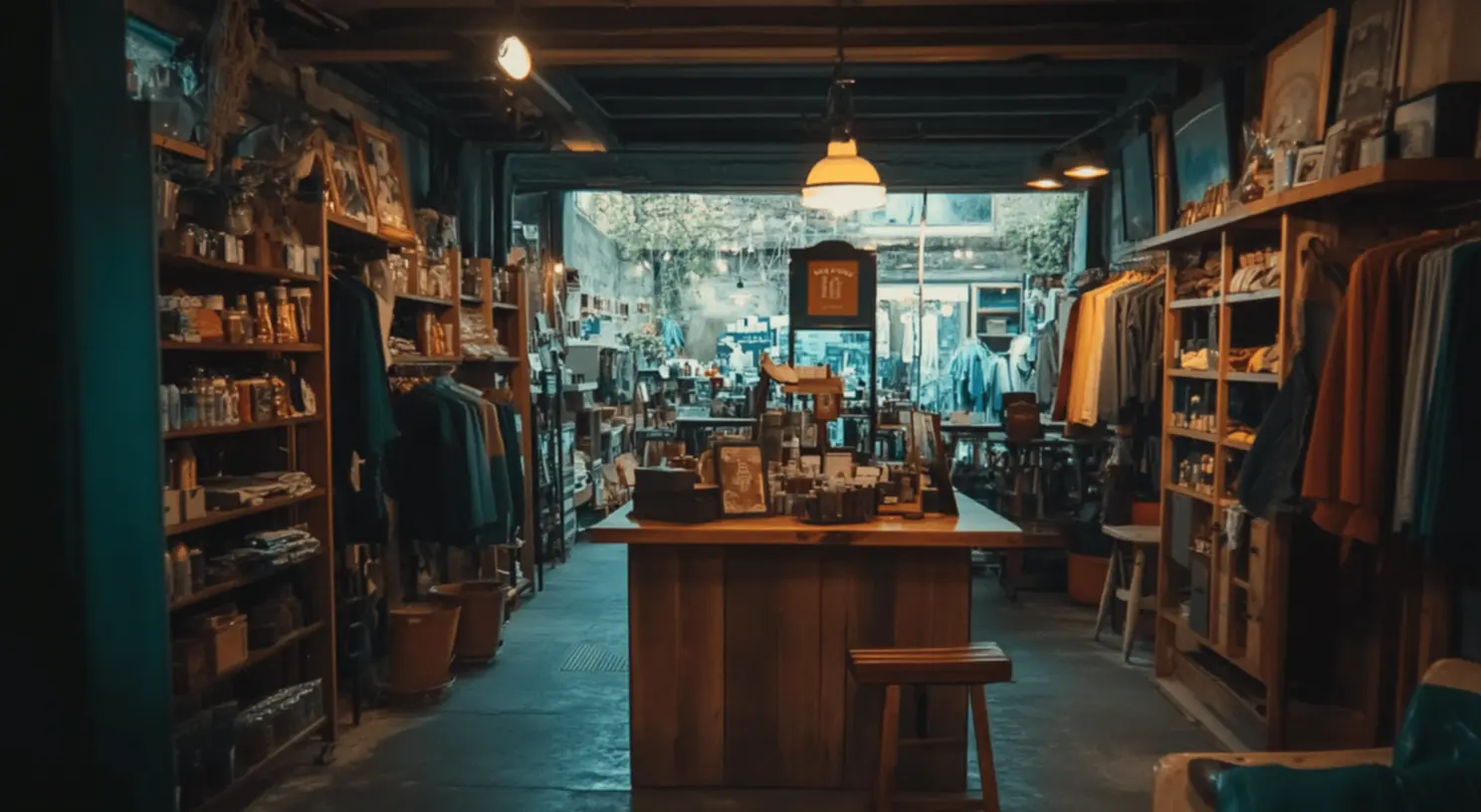 Brechó de luxo com estilo requintado Roupas de luxo expostas em um brechó