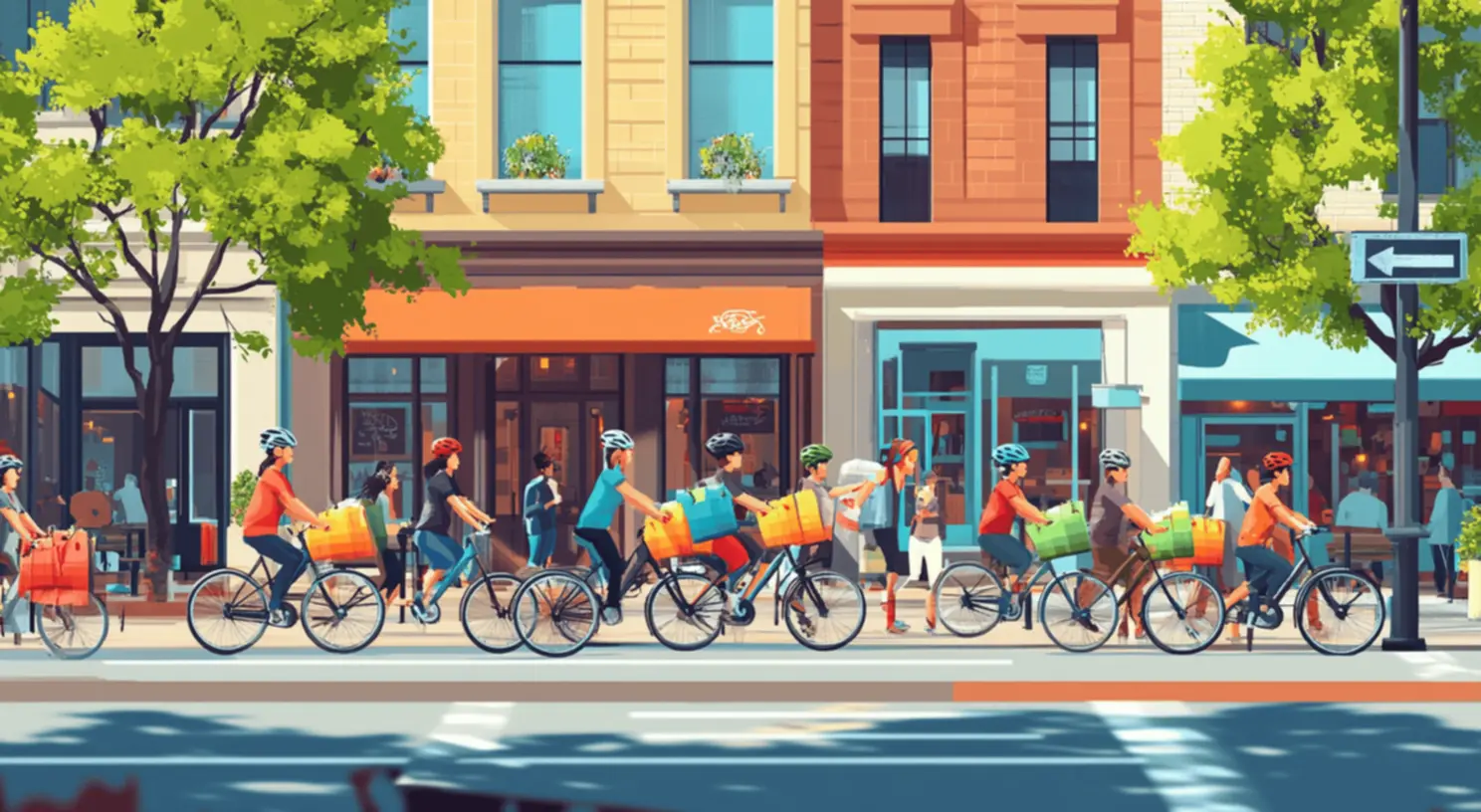 Entregador de bicicleta em movimento