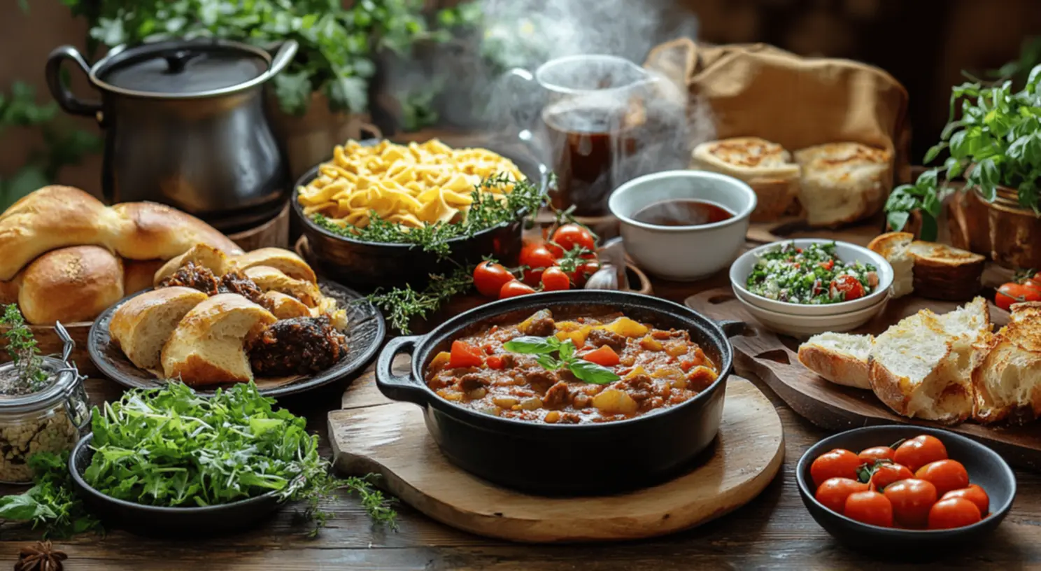 Preparação de pratos em restaurante caseiro