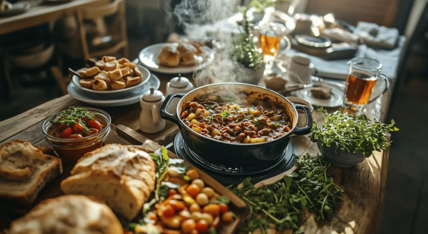 Deliciosos pratos caseiros em um restaurante