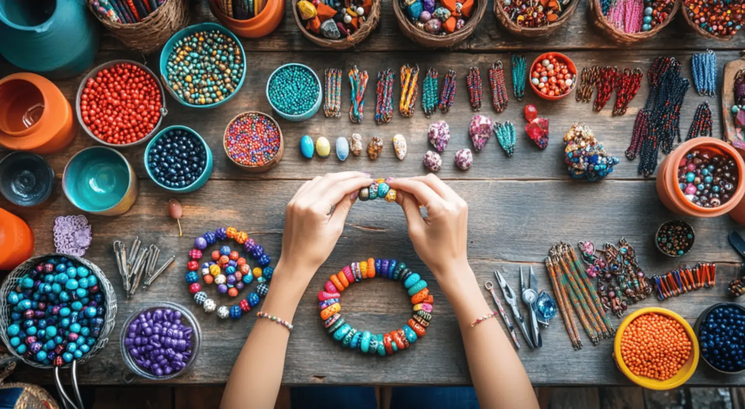 Variedade de miçangas para sua loja Loja de miçangas com variedade de cores