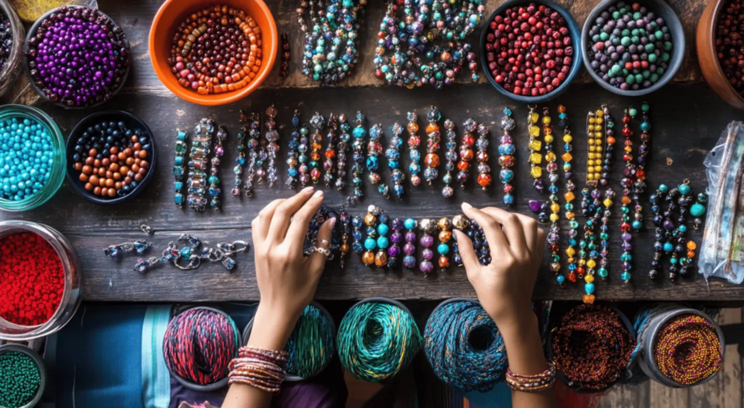 Bijuterias feitas com miçangas de qualidade Bijuterias elaboradas com miçangas