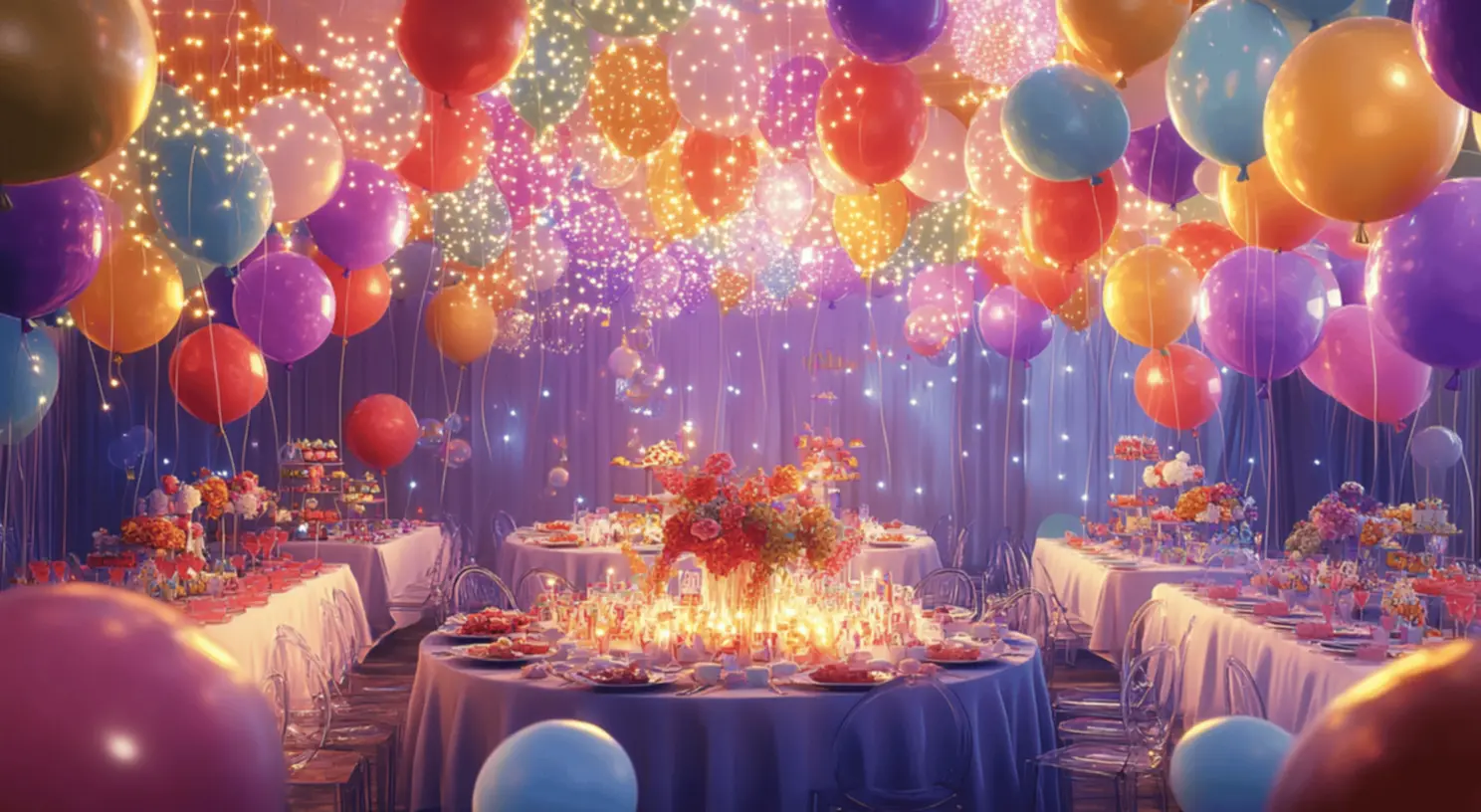 Decoração refinada para eventos elegantes Decoração sofisticada de festa com mesas elegantes