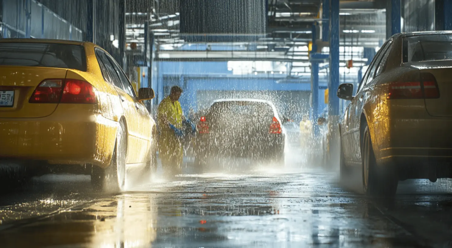 Equipe de lavagem em ação