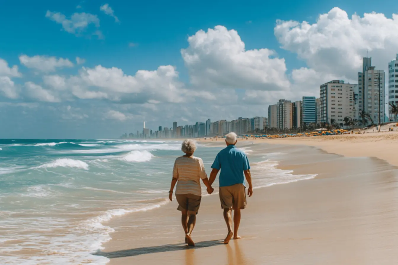 Calçadão da praia em Santos