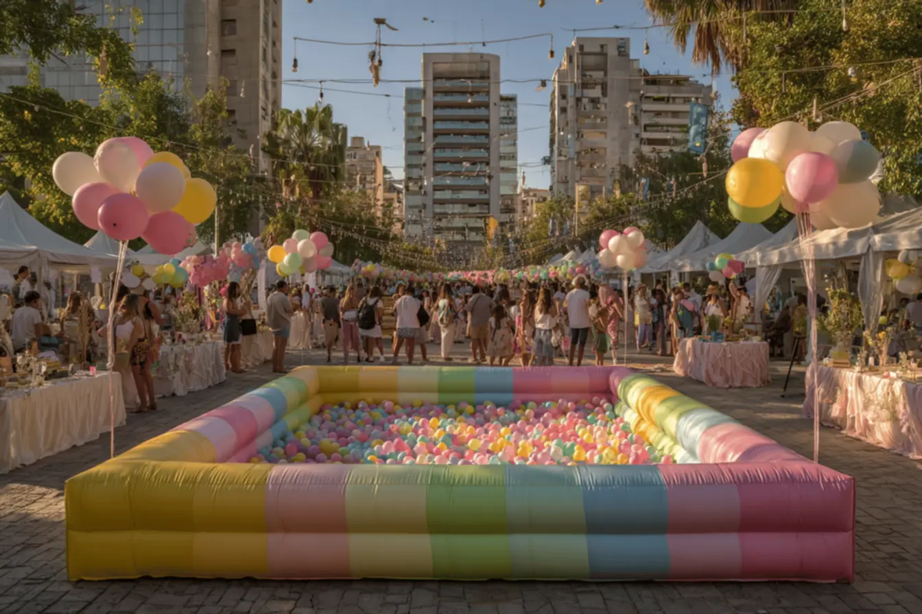 Crianças se divertindo em tobogã inflável: Aluguel Lucrativo