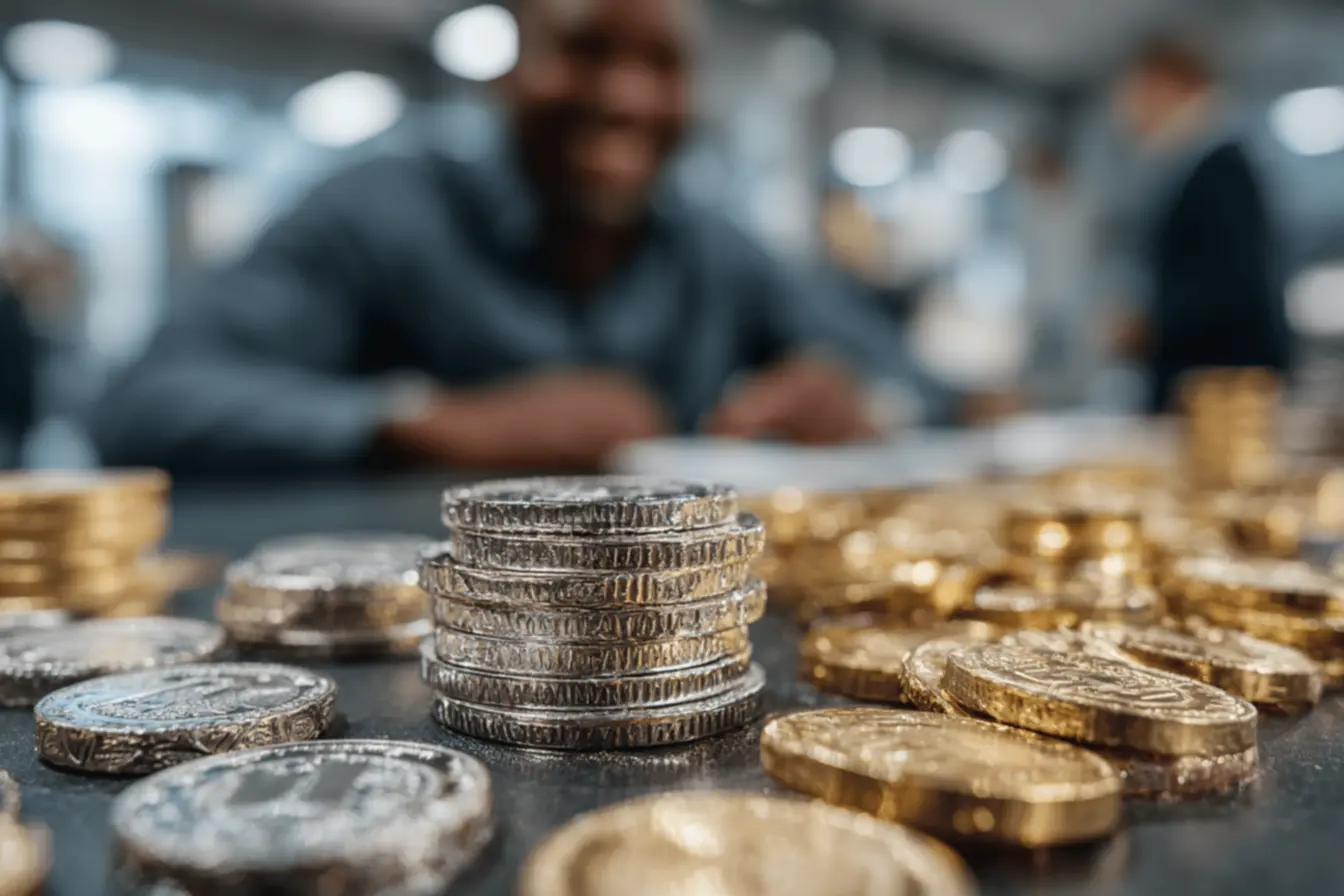 Vender moedas 1 Real: Coleção de moedas antigas em exposição