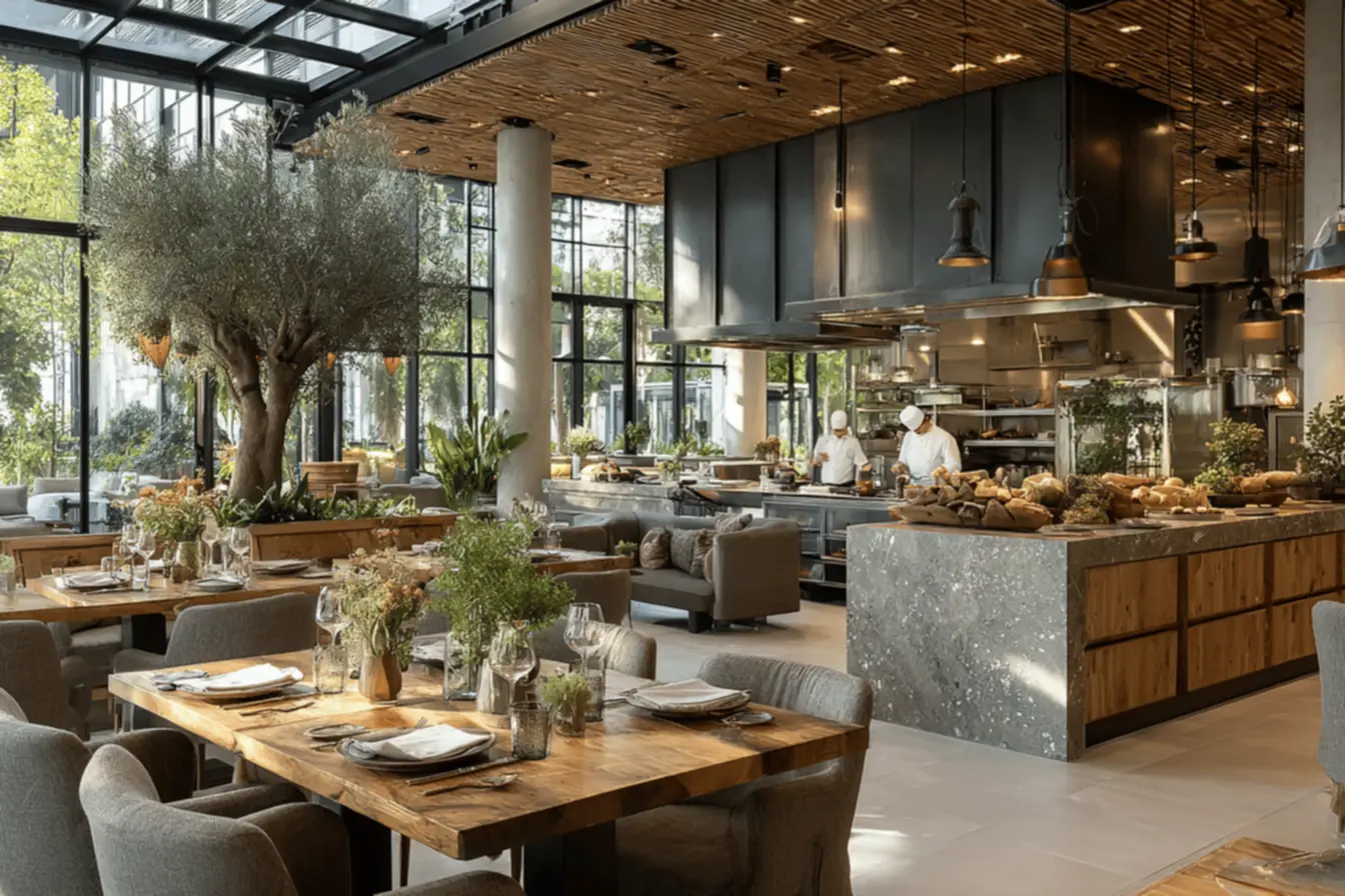 Uma calculadora e documentos financeiros sobre uma mesa, simbolizando a importância da gestão e da precificação na Abertura de restaurante.