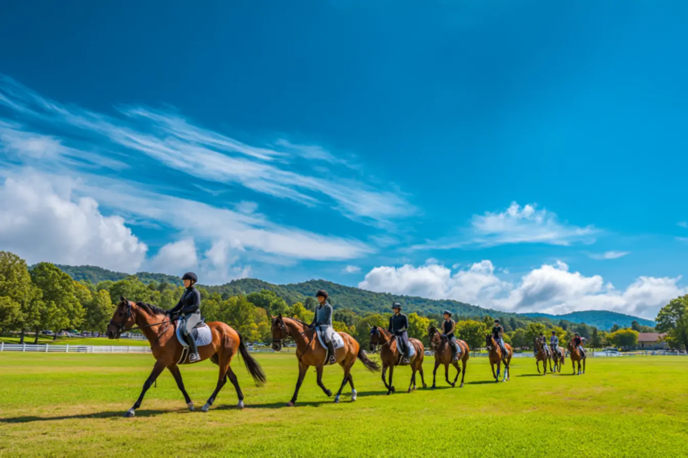 Instrutores ensinando como abrir empresa de aulas de equitacao