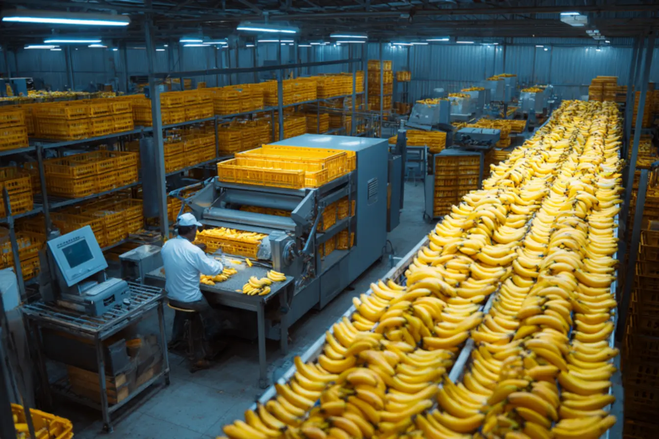 Pequena empresária apresentando sua producao de banana desidratada em uma feira de alimentos saudáveis