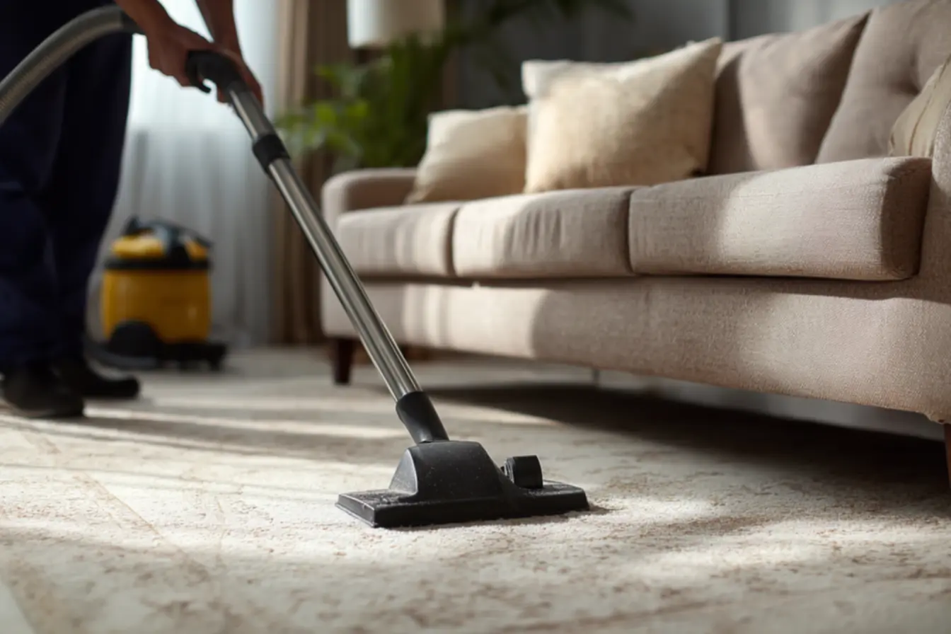 Profissional realizando limpeza de estofado para como montar uma empresa de lavagem de tapetes e estofados a seco