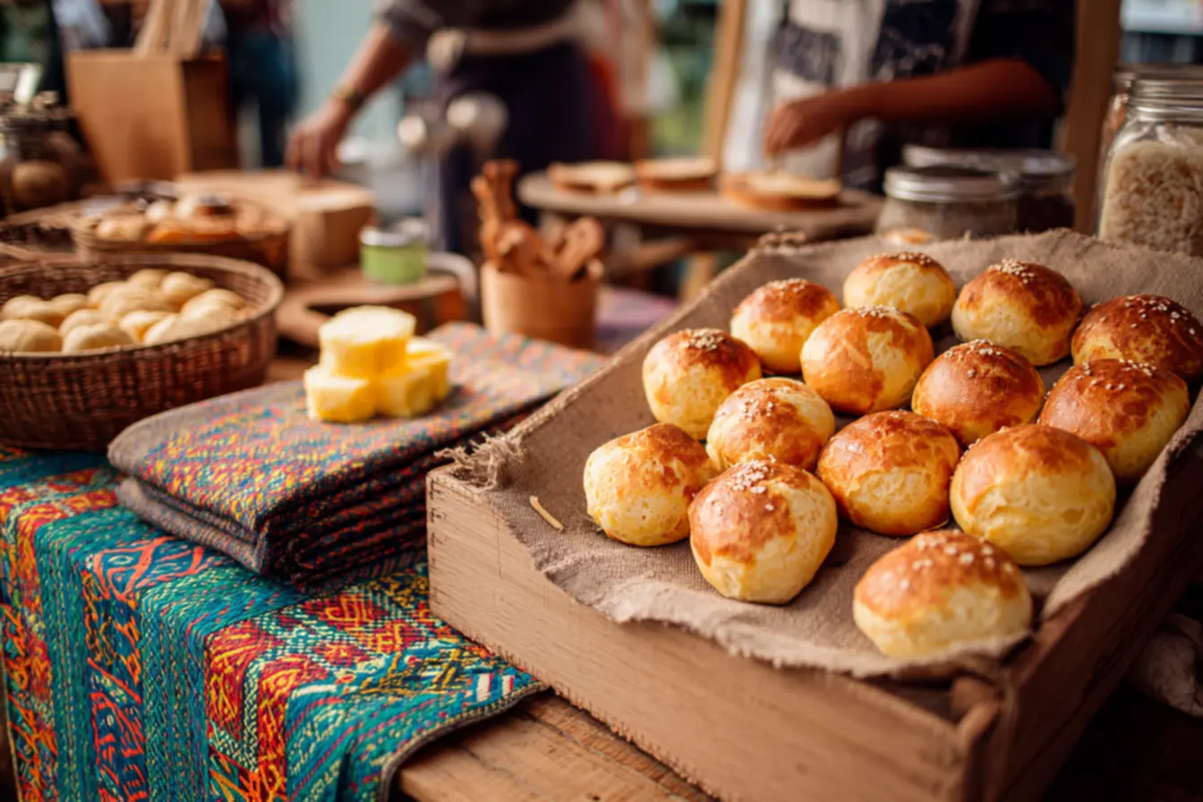 barraca de pao de queijo - Pessoa comprando pão de queijo de uma barraca de rua em um dia movimentado