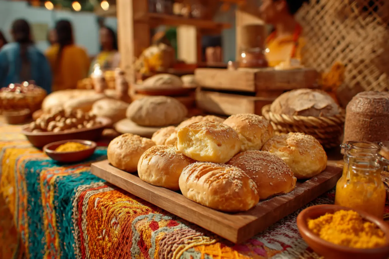 barraca de pao de queijo - Pão de queijo recém-assado em uma estufa de vidro, pronto para ser servido