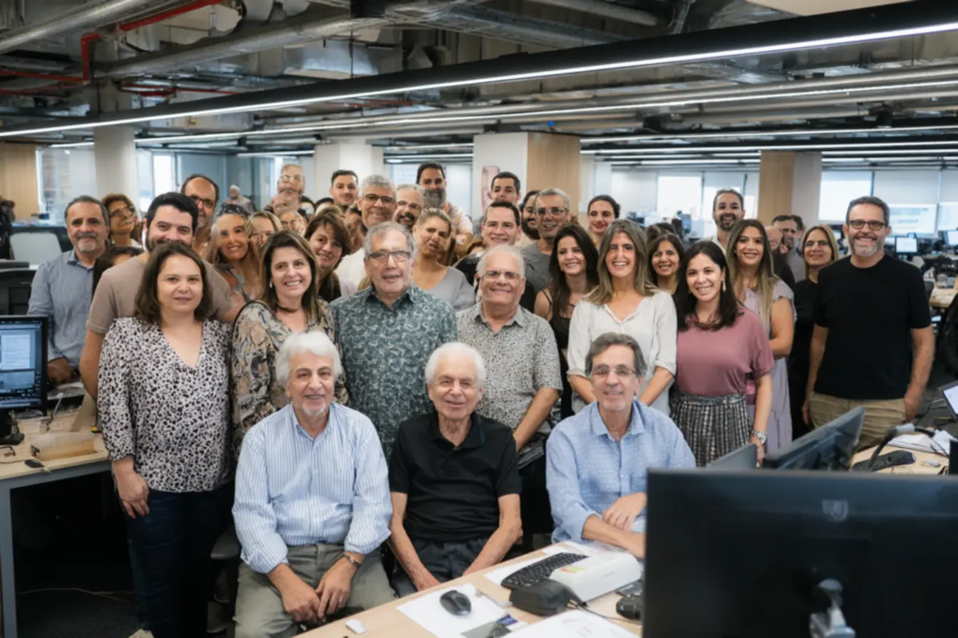 Pessoa madura ensinando ou palestrando, ilustrando as profissoes perfeitas para recomecar depois dos 50.