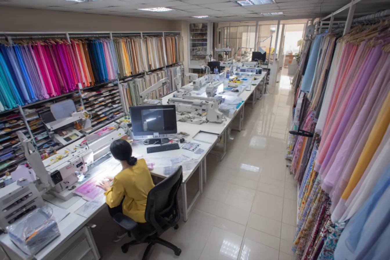 Mulher trabalhando com costura, representando empresas que fornecem servico de costura