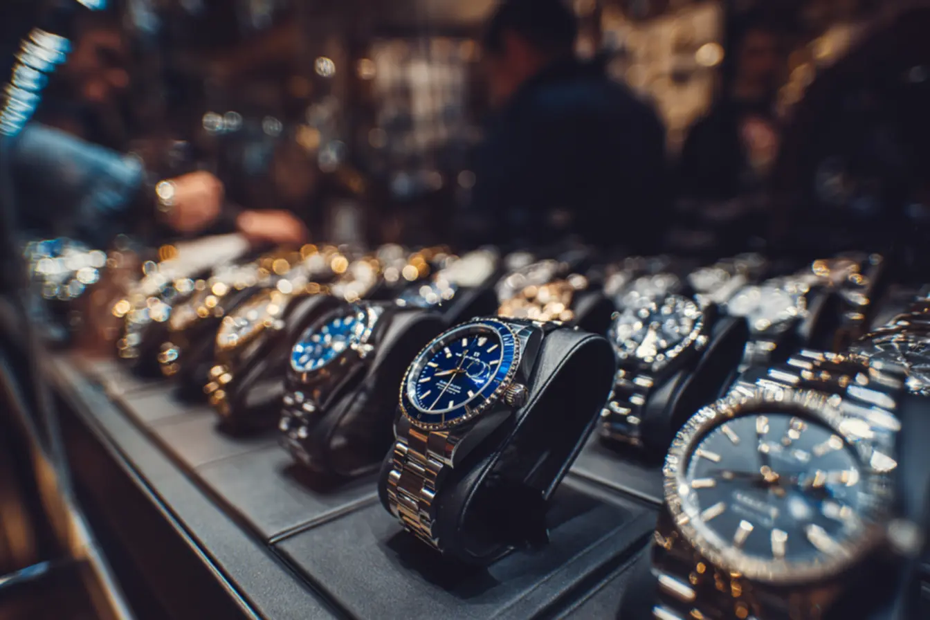 Diversidade de relógios de pulso, mostrando opções de fornecedores de relogios no atacado para diferentes estilos