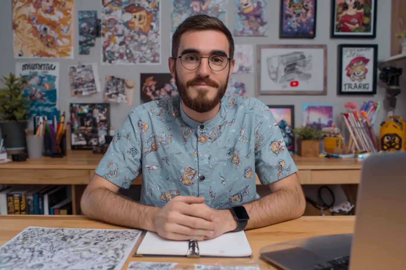 Pessoa pensando em nomes para canal no youtube diante de um computador