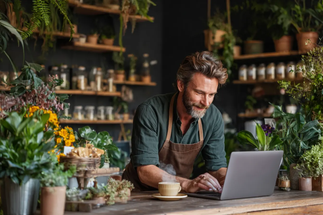 Empreendedor digital trabalhando em seu notebook para abrir um negocio com pouco investimento