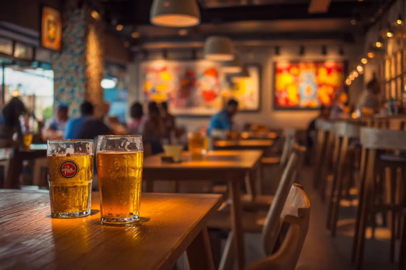 Marcas de chopp mais vendidas no brasil: copos de chopp sendo servidos em uma chopeira