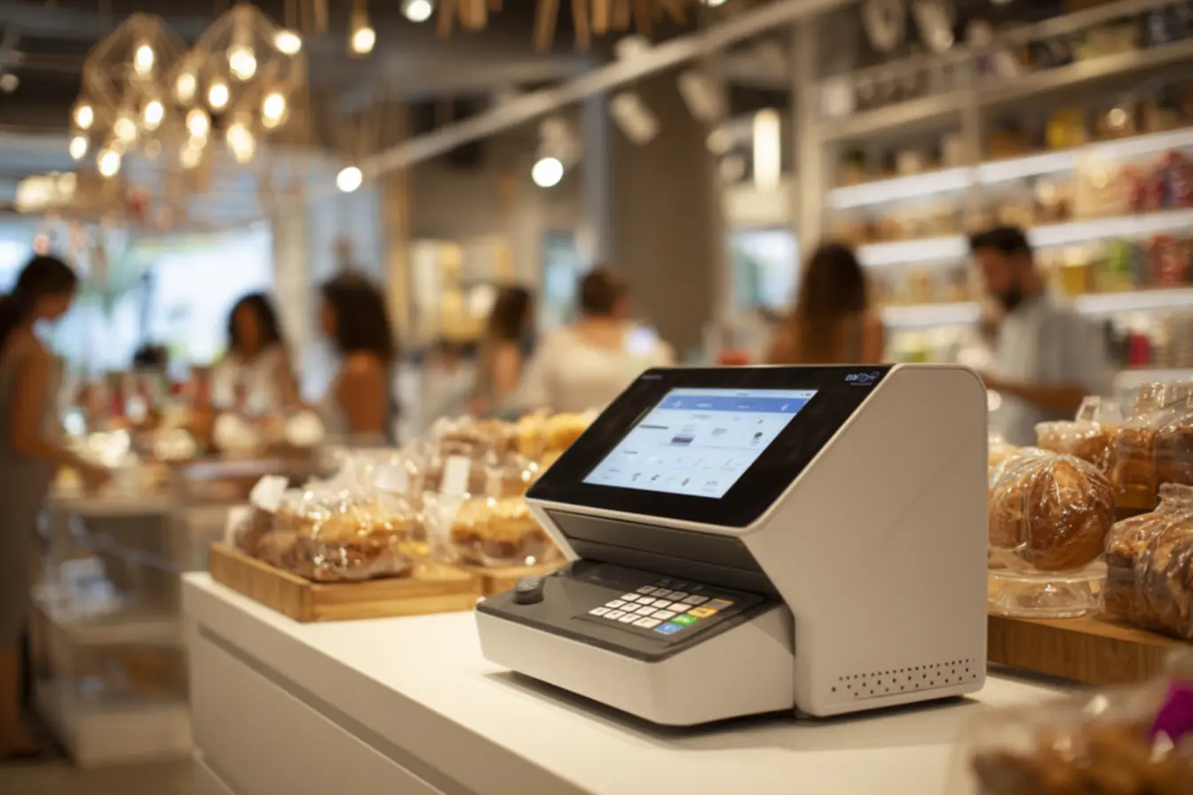 Cliente usando maquininha granito e boa