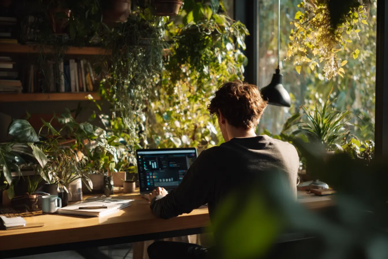Profissional de social media gerenciando diversas plataformas e estratégias.