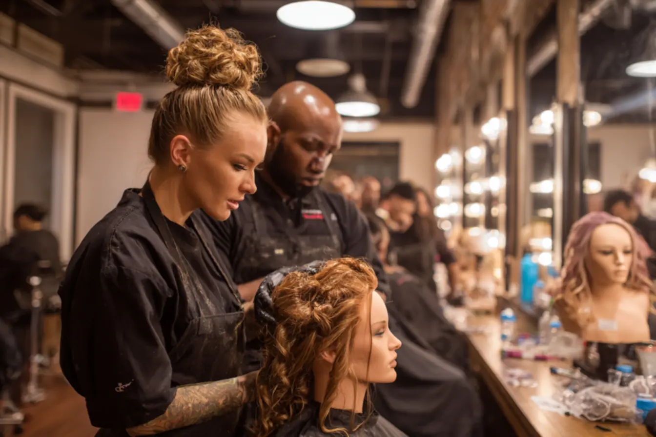 Profissional aplicando técnica em cabelo, resultado dos cursos de escova para cabelos.