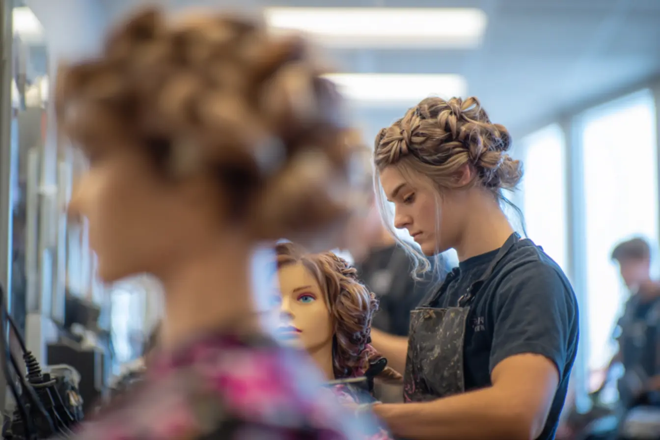 Mulher feliz com cabelo bem escovado, mostrando o resultado dos cursos de escova para cabelos.