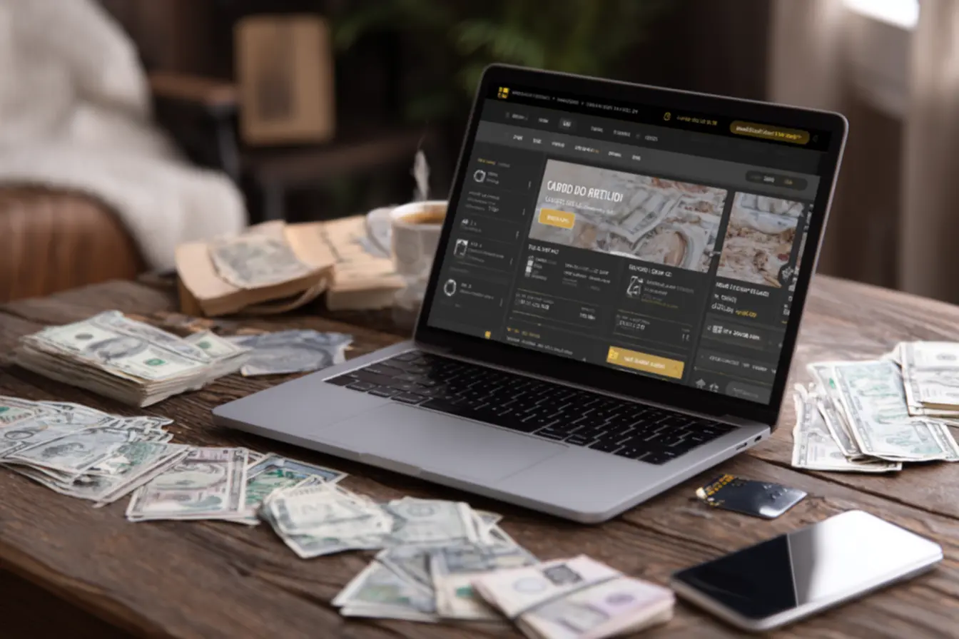 Pessoa analisando opções de cartao de credito online aprovado na hora.