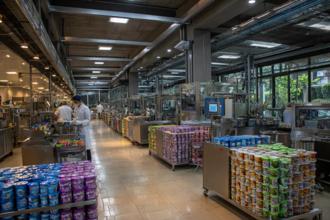 Fábrica de iogurte com insumos frescos