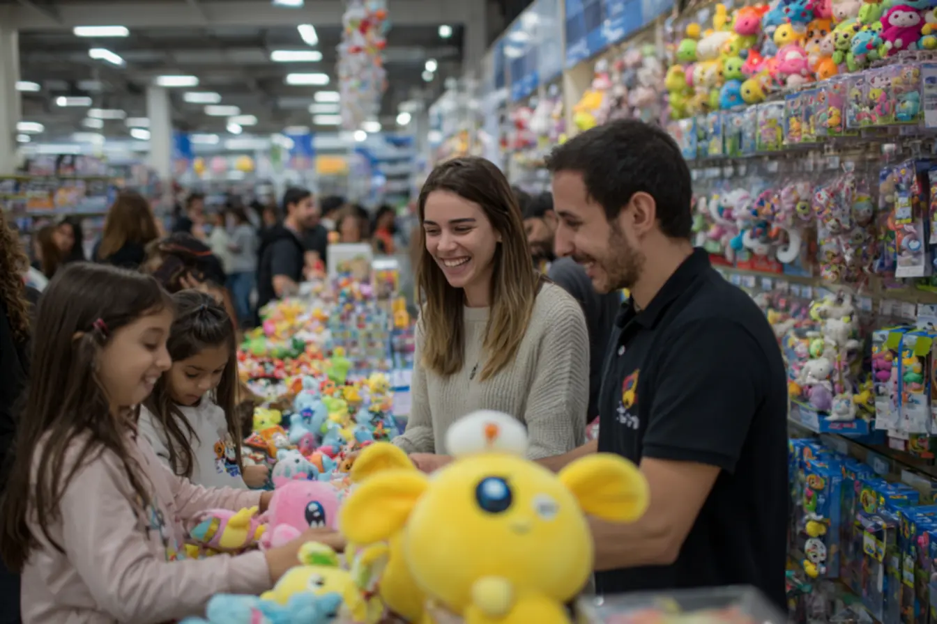 Interior de uma loja da franquia ri happy com brinquedos expostos