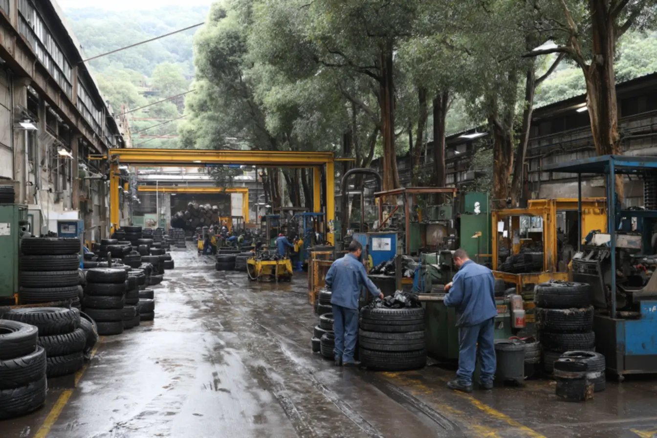 Usina de reciclagem de pneus com material processado