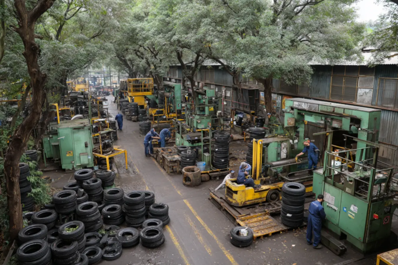 Centro de operação de usina de reciclagem de pneus