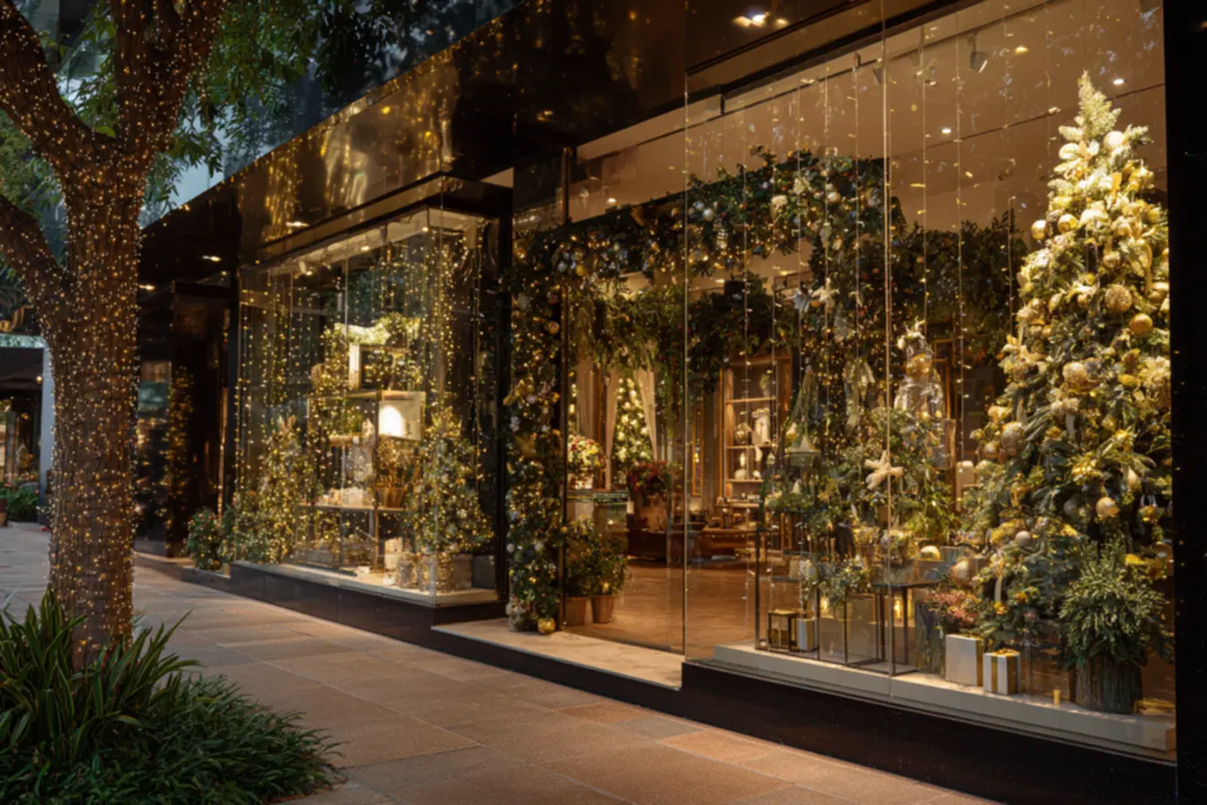 Detalhes criativos e bem elaborados de vitrines de natal