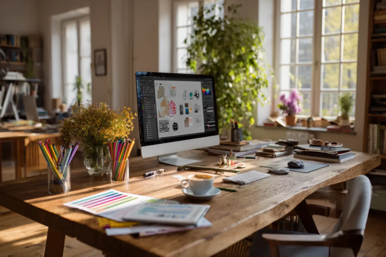 Processo de criação em apps aplicativos para criar logos gratis com paleta de cores e tipografia