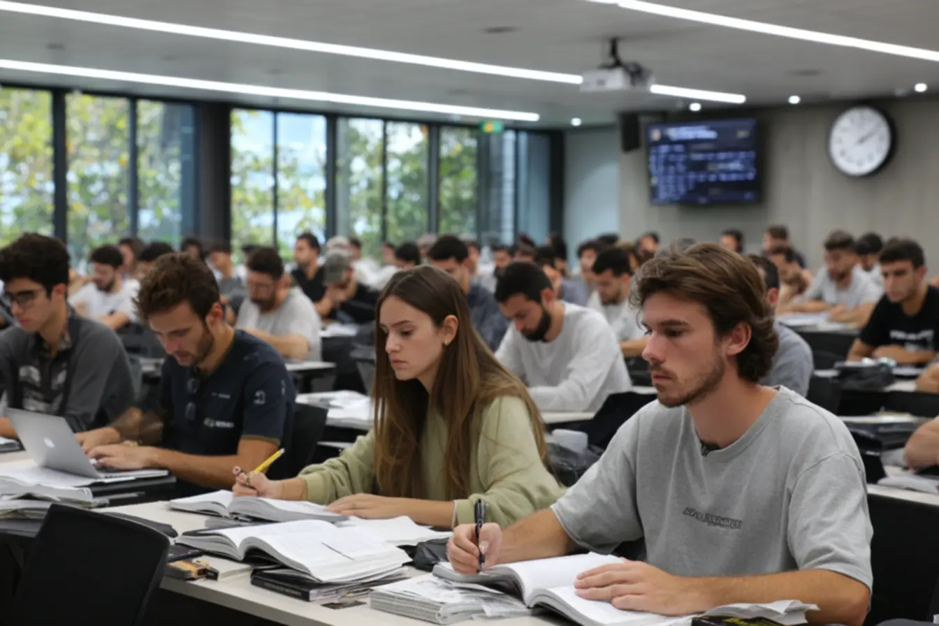 Candidatos estudando para o concurso GCM SP 2026