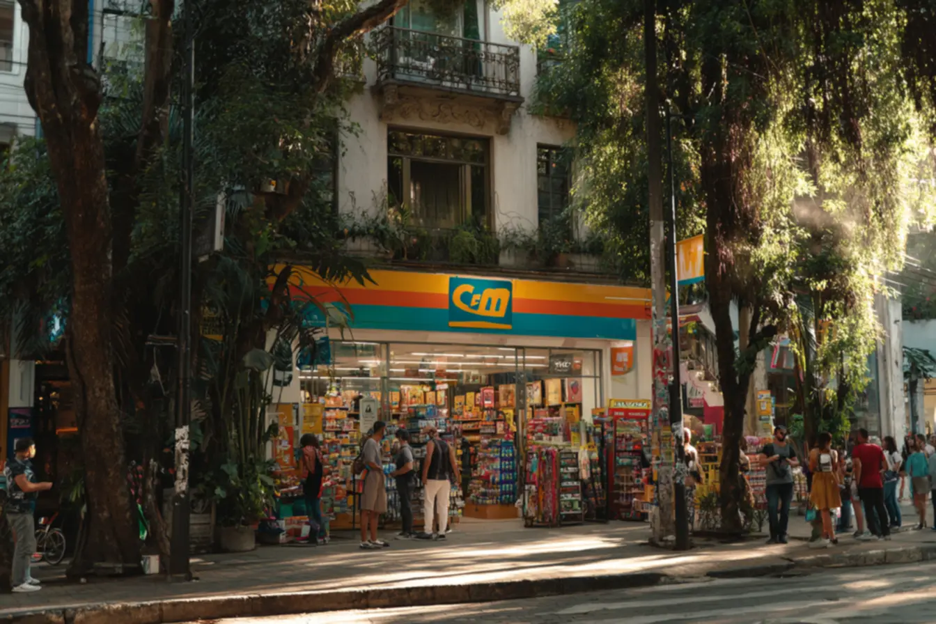 Logo e fachada representando quantas lojas cem tem no brasil com destaque para crediário