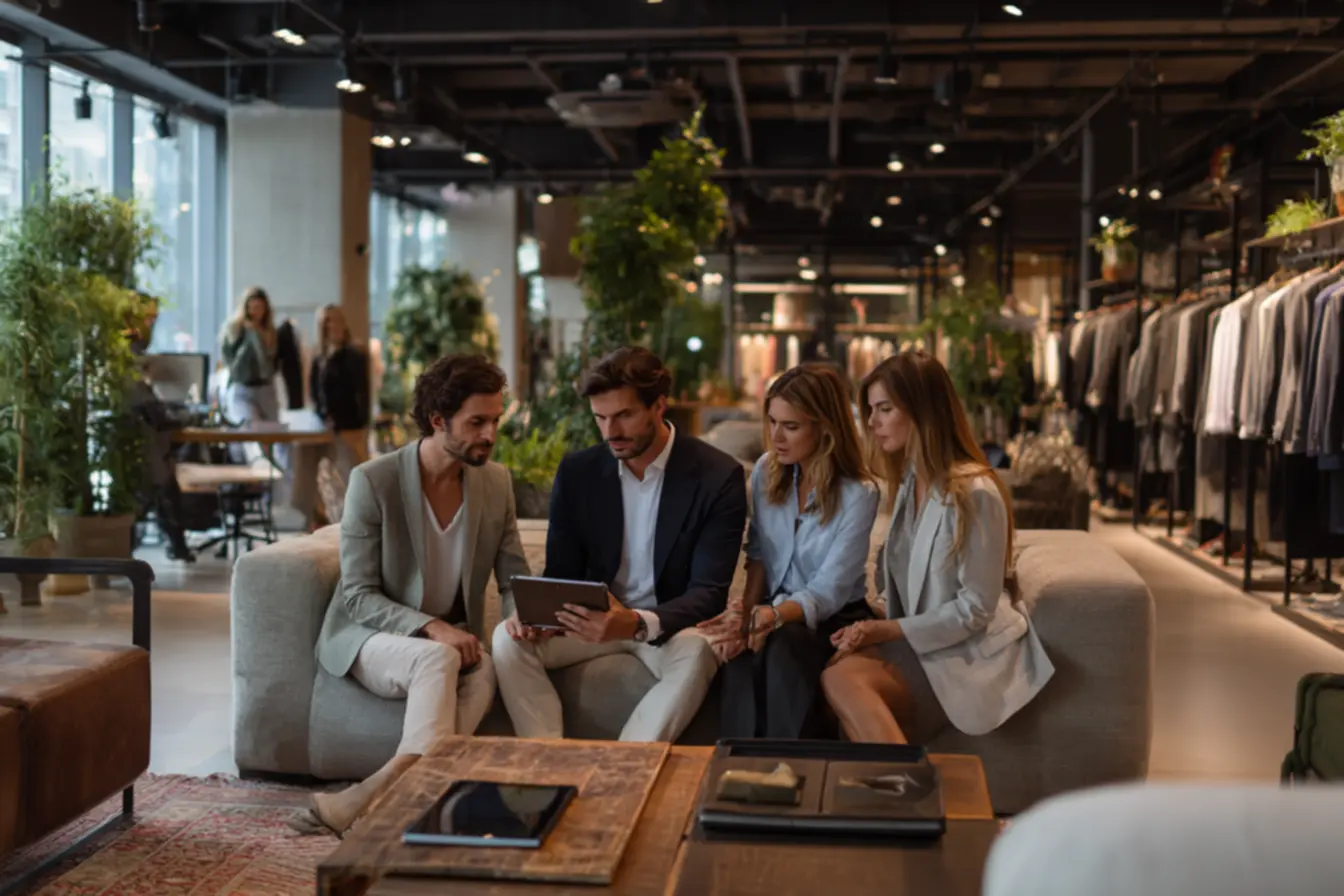 empresa de consultoria de moda ganhe dinheiro com as novidades - equipe reunida para planejamento de coleção