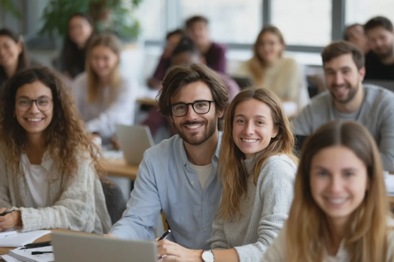 Profissional da saúde acompanhando estudantes em estágio
