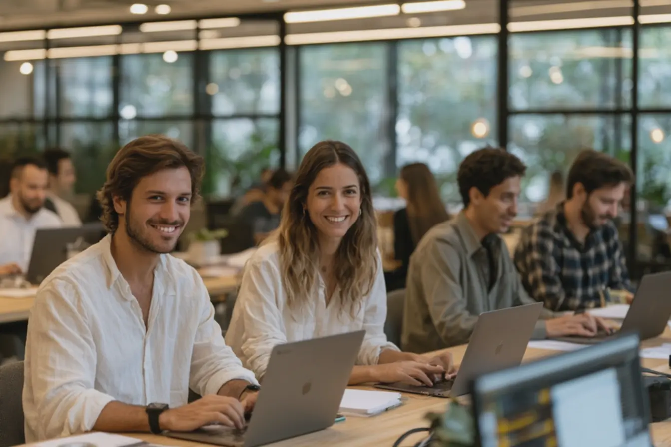 Profissional feliz segurando material de estudo para concurso público