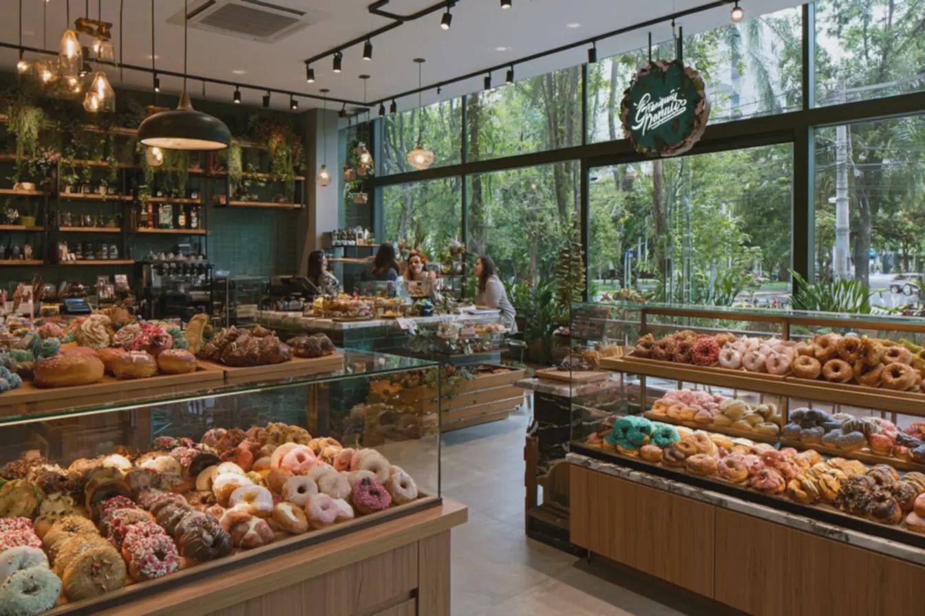 Imagem decorativa mostrando loja de franquia de donuts quais existem no brasil quanto custa